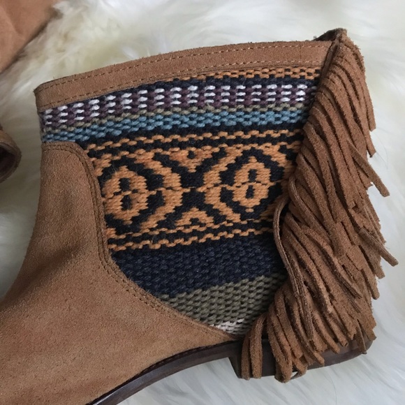 ZARA Trafaluc Bohemian Fringes Tribal Ankle Boots - Picture 6 of 8